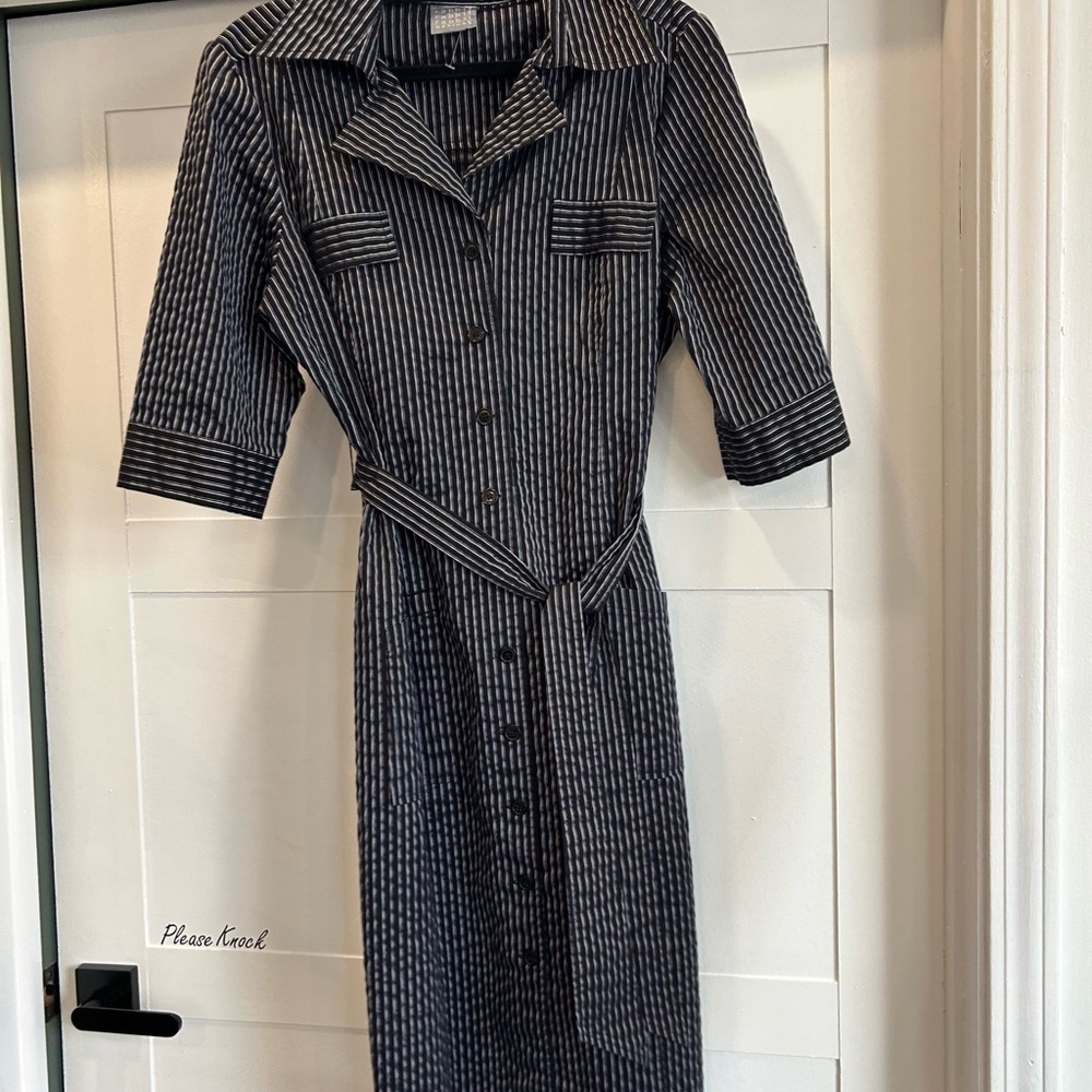 Rabbit Rabbit Rabbit vintage Black and White striped button down Dress